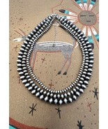 Southwestern Navajo Pearl Style Silver Multi Strand Beaded Necklace - £58.96 GBP
