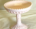 Jeannette Shell Pink Milk Glass Footed Bowl Pedestal Compote Candy Dish - $39.59