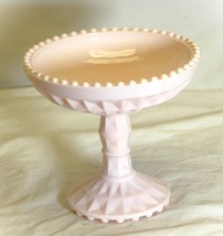 Jeannette Shell Pink Milk Glass Footed Bowl Pedestal Compote Candy Dish - $39.59