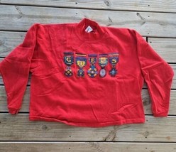 Vintage Guess Sweater Size Large Single Stitch Red 80s Sweatshirt USA Womens - £23.33 GBP
