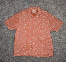 Red Head Shirt Mens XL Orange Rust Reverse Print Hawaiian Marlin Sailfish Button - £14.13 GBP