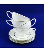 Cup Saucer Set Imperial Fukagawa Bone China Silver Trim 4 Cups 4 Saucers... - £63.42 GBP
