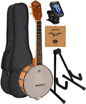 Oscar Schmidt Oub1 Banjo Ukulele Bundle With Padded Gig Bag, Tuner, Polishing - $421.17