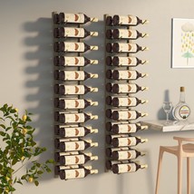 Wall Mounted Wine Rack for 24 Bottles 2 pcs Gold Iron - £77.71 GBP