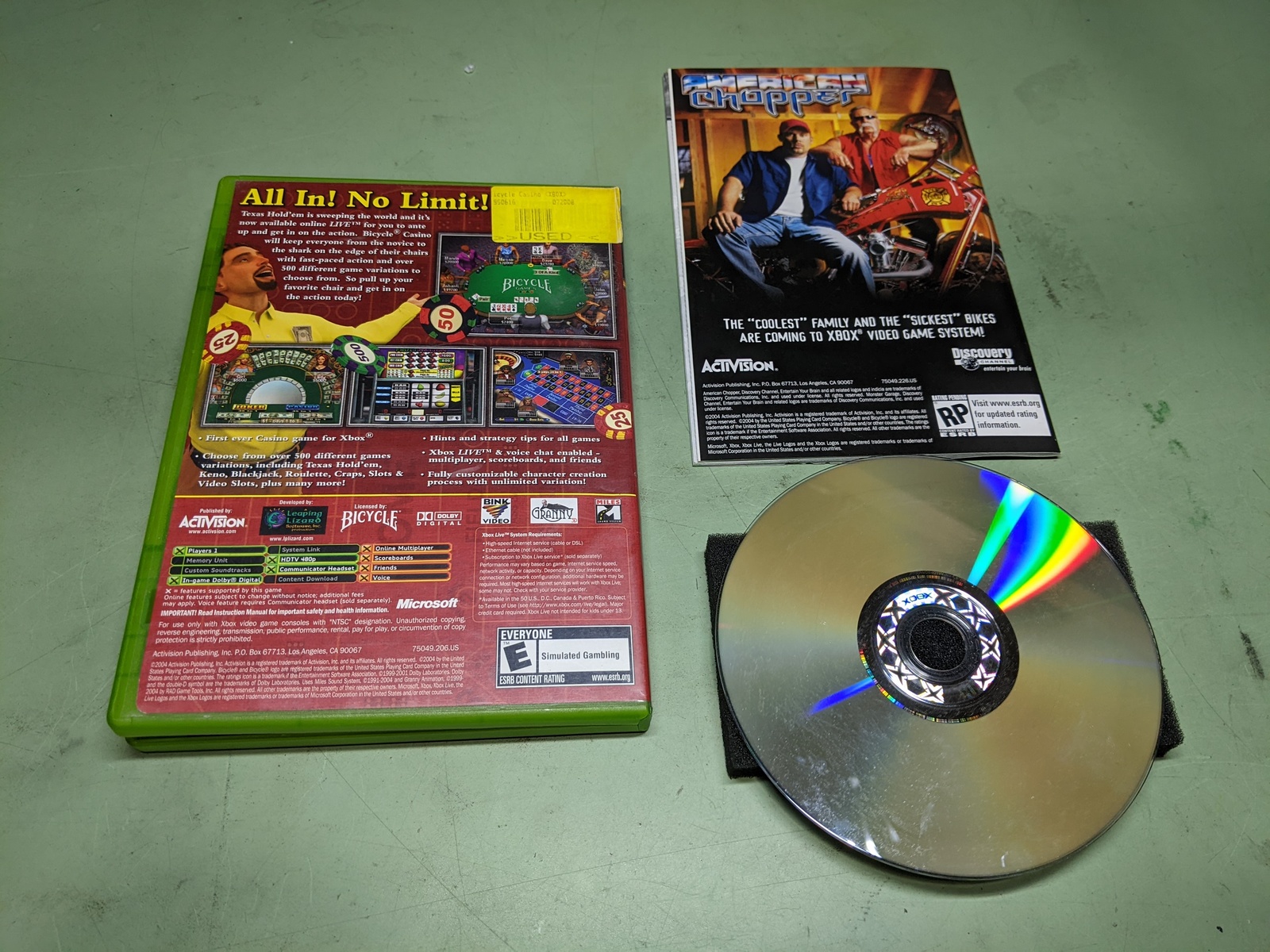 Bicycle Casino Microsoft XBox Complete in Box - $6.12