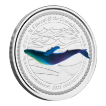1 Oz Silver Coin 2021 EC8 St. Vincent &amp; the Grenadines $2 Color - Humpback Whale - £101.60 GBP