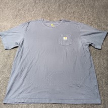 Carhartt Pocket T Shirt Men 2XL Blue Crew Neck Workwear Casual 100% Cotton K87 - £14.48 GBP