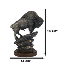 Large 20&quot;H North American Grassland Plains Bison Buffalo On Rocky Slope Statue - £78.62 GBP