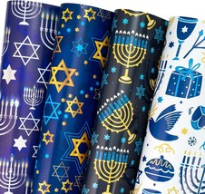 Hanukkah Wrapping Paper Sheet 12 Sheets the Star of David and Candles Design Fol - £13.11 GBP