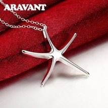 925 Silver Jewelry Necklace Chains Fashion Big Starfish Pendants Necklaces For W - £9.16 GBP