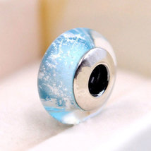 Disney Elsa Blue Signature Color Murano Glass Charm Bead For European Bracelet - £7.96 GBP