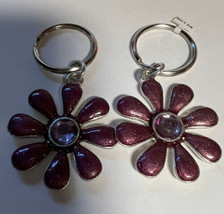 Key Chain Unbranded Purple Flower Acrylic Stone Silver Back 1.75 Inches - $7.70