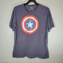 Captain America Mens Shirt 2XL Faded Distressed Logo Heather Blue Marvel Casual - £9.41 GBP