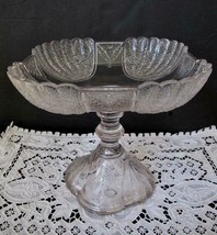 Antique Shell and Tassel Glass Compote Bowl George Duncan 7&quot; EAPG 1881 Clear - £35.38 GBP