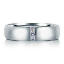 14k White Gold Over Emerald Cut Men&#39;s Wedding Band 6mm 925 Sterling Silver Ring - £50.05 GBP