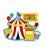 6&quot; Round Pre-Cut Carnival Birthday Edible Image Cake Topper By Party Pop... - $21.06 CAD