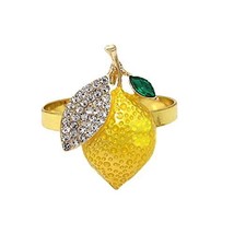 Lemon Napkin Rings Diy Metal Crystal Fruit Napkin Holder Buckle Rings Fall Ta Ho - £17.69 GBP