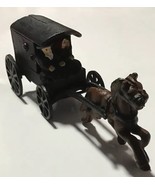 Vintage Cast Iron Metal Amish family Horse drawn carriage Buggy Wagon To... - $74.96
