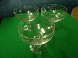 Beautiful Set Of 3 Princess House Etched Sherbet Glasses.......Sale - £5.43 GBP