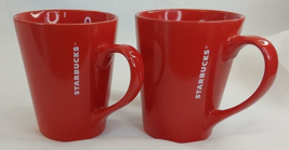 Starbucks Coffee Mug red color w/white Lettering 13 oz  new w/no tags set of 2 - £20.34 GBP