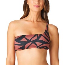 Sanctuary Swim Bikini Top Abstract Animal One Shoulder Square Neck Brown... - $18.29
