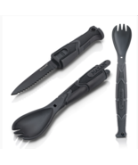 Maxam 3 in 1 Tactical Spork, Black Polymer Handle with Stainless Steel Blade Mul - $19.75