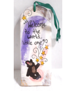 Birth Announcement Ceramic Hanging WELCOME TO THE WORLD LITTLE ONE Bear ... - £6.96 GBP
