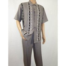 Men Silversilk 2pc Walking Leisure Matching Suit Italian Woven Knits 71032 Gray image 3