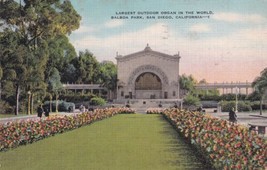 San Diego California CA Balboa Park Outdoor Organ 1942 El Cajon Postcard C16 - £2.39 GBP