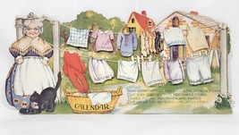 1930 Calendar w/Clothes on Line, Garment for Each Month, Verses, Cat, Gr... - $37.62
