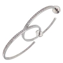 Authentic! Tiffany &amp; Co Platinum Metro Diamond Large Inside Out Hoop Ear... - £7,448.97 GBP