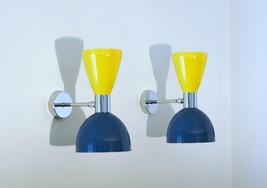 Pair of Wall Sconce Mid Century 1950&#39;s Style Italian Stilnovo Sconce Lighting - $124.29