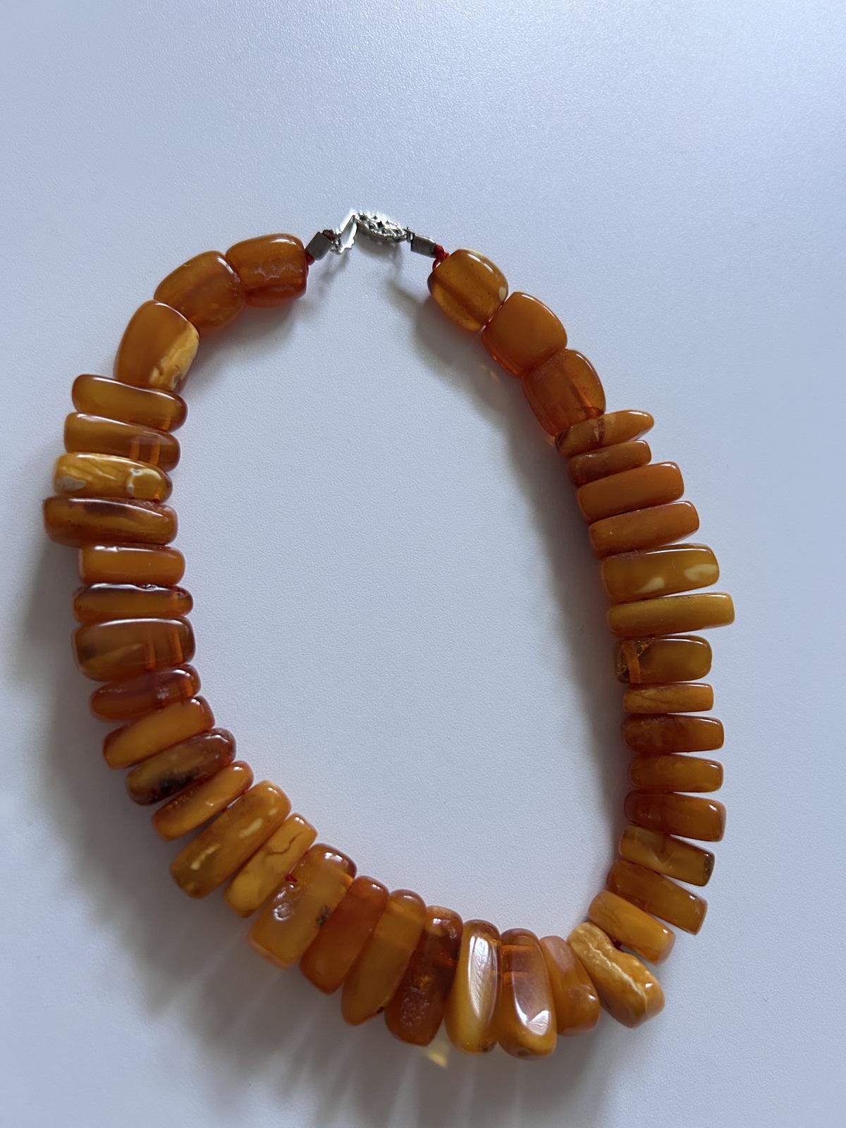 Solid 10K White Gold of Large Irregular Amber Necklace  Item image 2