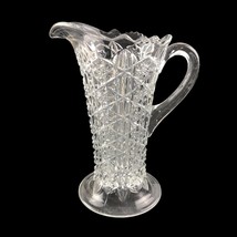 EAPG 8&quot; Tall Thin Pitcher Deep Cuts Antique Vintage Clear Heavy Glass - $70.27