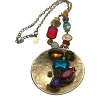 Vintage You And I Necklace Mod Geo Colorful Statement Pendant Signed retro - $16.82