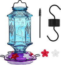 Hummingbird Feeder for Outdoors Lantern Shaped Bottle 6 Simulate Flowers Ports - £40.01 GBP