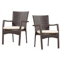 Corsica Outdoor Wicker Dining Chairs, 2-Piece Set, Multibrown By Christopher - £159.80 GBP
