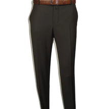 Men's MONO Turkey Slacks 100% Wool Plain Front Slim Fit 2502-11 D. Brown image 2