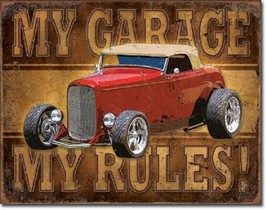 My Garage My Rules Street Retro Muscle Car Rat Rods Wall Art Decor Metal Sign - £17.20 GBP