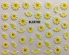 Nail Art 3D Decal Stickers Pretty Chamomile Flowers Gold Dot BLE678D - £2.54 GBP