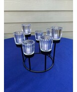 Wrought iron votive ring 7 crystal tea light inserts candle holders, 10&quot;... - $29.69