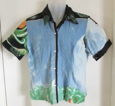Women&#39;s Button Front Short Sleeve Brushed Flannel Halo Shirt Woman with ... - $1,510.70 MXN