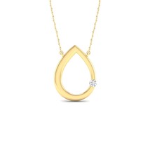 10K Yellow Gold 1/10ct TDW Diamond Solitaire Tear Drop Necklace - £224.50 GBP