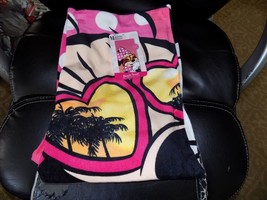 DISNEY Pink Minnie Mouse &quot;heart shades&quot; W/Palm Trees Beach Towel 100% Cotton NEW - £14.00 GBP