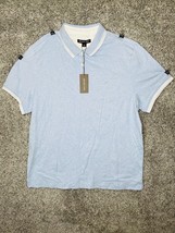 Mens Michael Kors Greenwich Heathered Button Polo Shirt Blue Size XL Collared - £57.64 GBP