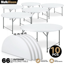 10 Pack White[5.5 Ft Folding Round Dining Table]Outdoor Party Event Plas... - $4,583.99