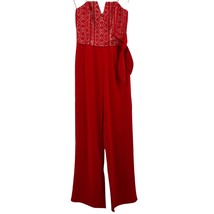 Francesca&#39;s Red Strapless Venice Tie Front Jumpsuit Size XXS New - £18.81 GBP
