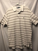 Polo by Ralph Lauren Men&#39;s striped shirt; Large; white with grey stripes - $13.86