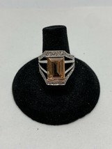 Stunning Silver Tone  Simulated Light Orange Stone Ring  Size 7 KG - $14.85