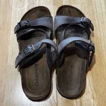 Outwoods Womens Sandals Slides Footbed Faux Leather Buckle Brown Size 10 - $17.41